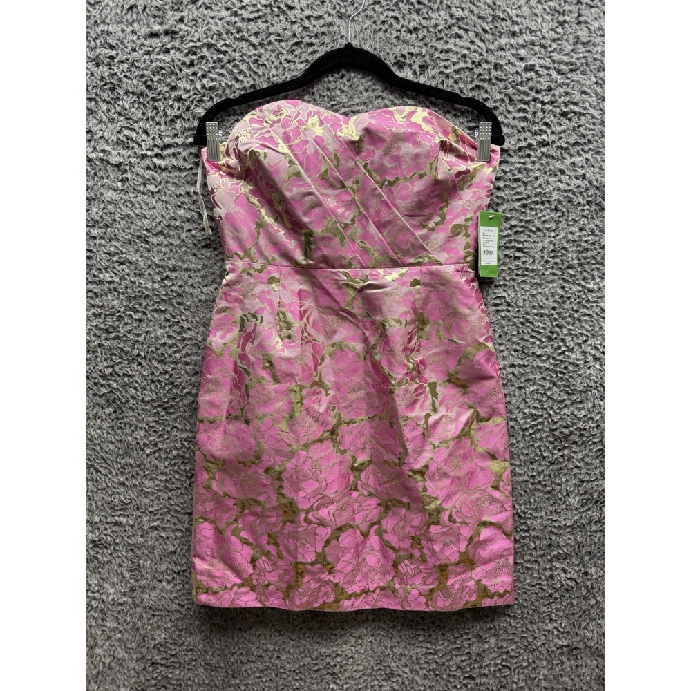 Lilly Pulitzer Raya Floral Metallic Gold Jacquard Pirates Dress $328 Size‎ 6